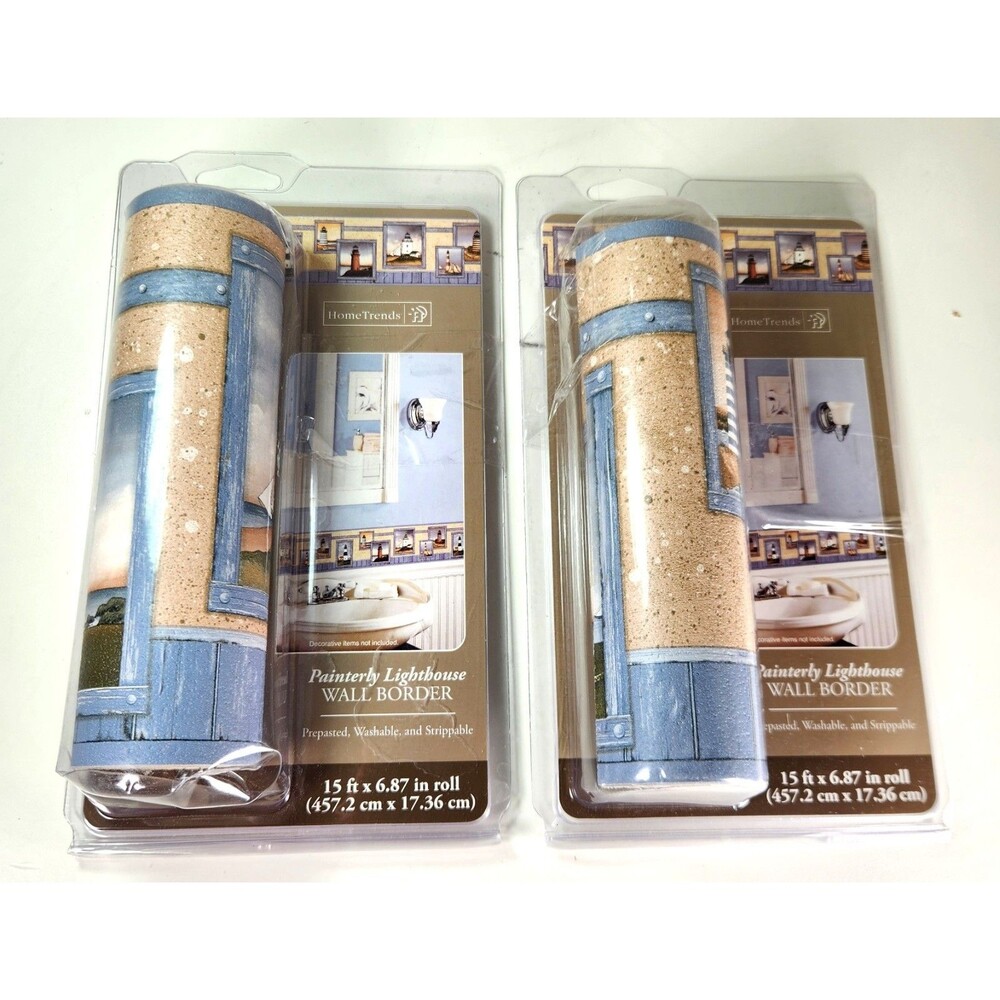 Painterly Lighthouse Wall Border 15ft X 6.87” By Home Trends Nautical - Set of 2
